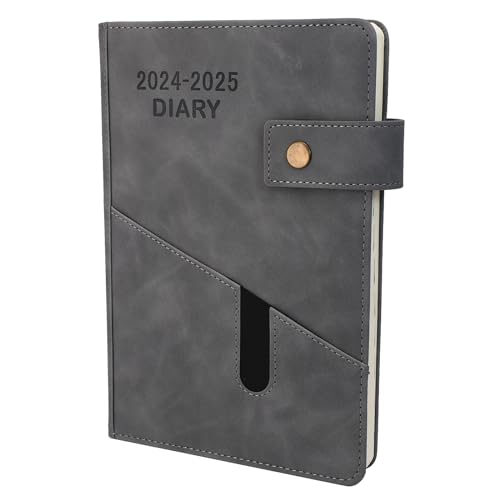 Academic Diary 2024-2025 Page A Day, Diary 2024-2025 From JUL 2024 to JUN 2025, Productivity A5 Diary Planner, 2 Bookmark, Pen Loop and Inner Pocket,21×14.5cm (Grey)