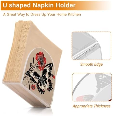ALAZA Butterfly Napkin Holder with Floral Design 2-Pack