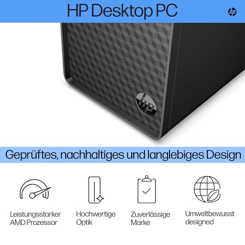HP Desktop PC | AMD Ryzen 5 5600G | 16 GB DDR4 RAM | 512 GB SSD | AMD Radeon-Grafikeinheit | Windows 11 Home | Schwarz – Bild 4