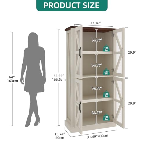 YITAHOME-Farmhouse-Kitchen-Pantry-Cabinet-Freestanding-Kitchen-Hutch-Tall-Food-Pantry-for-Living-Room-Dinning-Room-and-Kitchen-White YITAHOME Farmhouse Kitchen Pantry Cabinet Freestanding Kitchen Hutch Tall Food Pantry for Living Room Dinning Room and Kitchen White