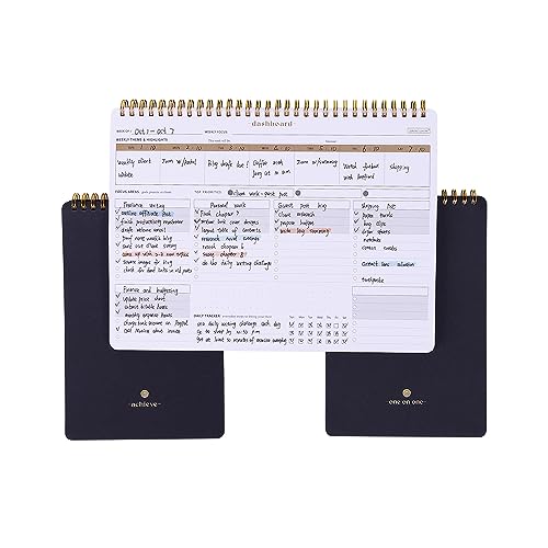 Productivity Notepad Suite - Bestselling Set Of 3 Notebooks, Including Weekly Planner, Goal Setting & 1:1 Meeting Notes- Keep Your Daily Projects, Clients, Meal & Responsibilities Organized.