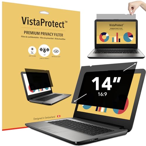 VistaProtect – Premium Blickschutzfilter & Anti-Blaulichtfilter, Privacy Filter Anti Blue Light Blickschutzfolie für Laptops & Notebooks (14″ Zoll)