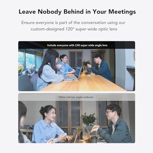 Nuroum C40 Videokonferenz-Webcam mit Mikrofon&Lautsprecher, CMOS Sensor/120° Ultraweitwinkel/Auto-Framing/5X Zoom, Videokonferenzsystem mit Fernbedienung für Zoom/Teams, PC/Laptop/Desktop – Bild 4