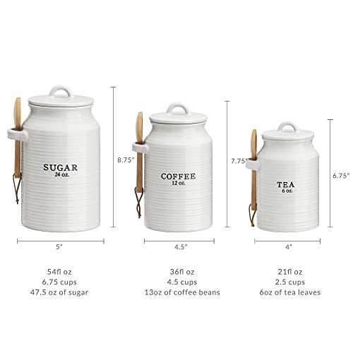 Barnyard-Designs-Canister-Set-for-Kitchen-Counter-Coffee-Tea-Sugar-Container-Ceramic-Set-Decorative-Canisters-Rustic-Farmhouse-Canister-Jars-White-CoffeeSugarTea Barnyard Designs Canister Set for Kitchen Counter Coffee Tea Sugar Container Ceramic Set Decorative Canisters Rustic Farmhouse Canister Jars White CoffeeSugarTea