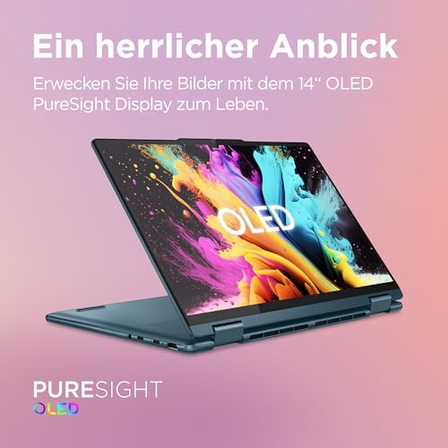 Lenovo Yoga 7 Convertible Laptop | 14" WUXGA OLED Touch Display | AMD Ryzen 5 7535U | 16GB RAM | 512GB SSD | AMD Radeon Grafik | Win11 Home | QWERTZ | blaugrün | inkl. Pen | 3 Monate Premium Care – Bild 3