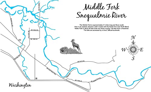 Snoqualmie River Map 31x47 Framed Wood Sign - Custom Text Nautical Art