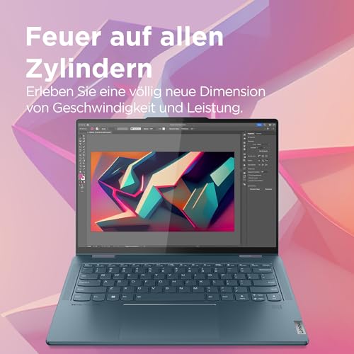 Lenovo Yoga 7 Convertible Laptop | 14" WUXGA OLED Touch Display | AMD Ryzen 5 7535U | 16GB RAM | 512GB SSD | AMD Radeon Grafik | Win11 Home | QWERTZ | blaugrün | inkl. Pen | 3 Monate Premium Care – Bild 5
