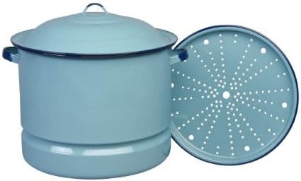 Cinsa Enamel-On-Steel 15-Quart Steamer PotQuick and Easy CleaningNONPOUShale Pot