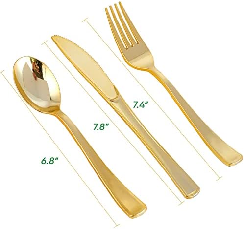 Elegant Gold Plastic Silverware Set for Parties