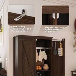   72H-Farmhouse-Storage-Cabinet-with-Adjustable-Shelves-Large-Pantry-Organize-with-2-Barn-Doors-Tall-Freestanding-Cabinet-for-Kitchen-Bathroom-Garage-Basement-Living-Utility-Room-Brown