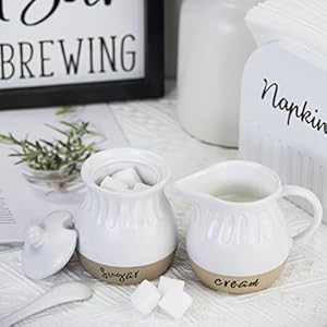  Sugar-and-Creamer-Set-Ceramic-Cream-Pitcher-Sugar-Bowl-with-Lid-and-Spoon-Modern-Farmhouse-Coffee-Serving-Container-Set-White-and-Natural