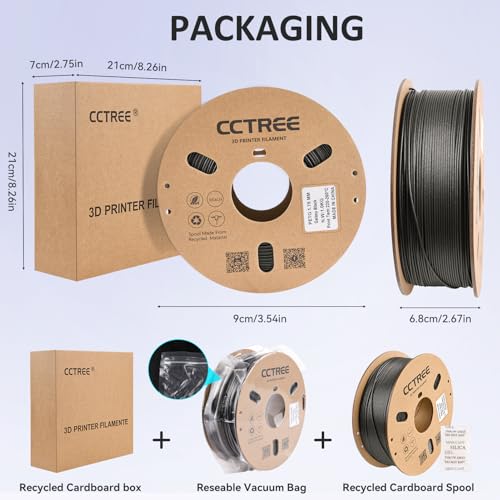 CCTREE PETG 3D Drucker Filament 1,75 mm, Ausgezeichnete Zähigkeit, Maßgenauigkeit +/- 0.03mm, 1kg Spule (2.2lbs), für most FDM 3D Drucker, Galaxy Schwarz – Bild 8