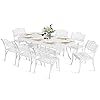   MEETWARM-9-Piece-Outdoor-Patio-Dining-Set-8-Outdoor-Dining-Chairs-and-1-Oval-Table-with-2-Umbrella-Hole-All-Weather-Cast-Aluminum-Patio-Funiture-Set-for-Backyard-Garden-PatioWhite