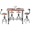 Industrial Bar Table with Set of 4 Bar Stools with Back Rustic 5 Pieces Dining Table Set for Kitchen Vintage Rectangle Pub Table with Chairs for Office Meeting Room