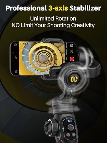 Professioneller Gimbal-Stabilisator für Smartphones, integrierte 18-cm-Verlängerung und leistungsstarkes Fülllicht, Gesichts Objektverfolgungsstabilisator, 3-Achsen-Gimbal für iPhone, AOCHUAN Smart S2 – Bild 3