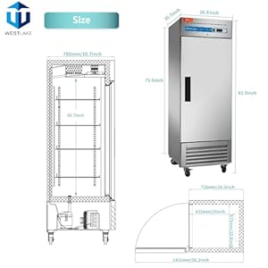   WESTLAKE-27-W-Commercial-Refrigerator-Stainless-Steel-Reach-in-Solid-Single-Door-Upright-Fan-Cooling-23-Cuft-Cooler-for-Restuarant-Bar-Shop-etc
