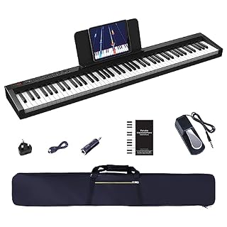OYAYO Clavier de piano numérique à 88 touches, pleine taille semi-lesté avec fonction Bluetooth MIDI, clavier de piano portable avec partitions, sac de piano, idéal pour les débutants - Les Beatles, Paul McCartney, John Lennon, RIngo Starr, George Harrison