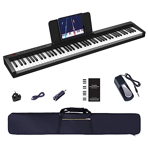 OYAYO Clavier de piano numérique à 88 touches, pleine taille semi-lesté avec fonction Bluetooth MIDI, clavier de piano portable avec partitions, sac de piano, idéal pour les débutants - Les Beatles, Paul McCartney, John Lennon, RIngo Starr, George Harrison OYAYO Clavier de piano numérique à 88 touches, pleine taille semi-lesté avec fonction Bluetooth MIDI, clavier de piano portable avec partitions, sac de piano, idéal pour les débutants