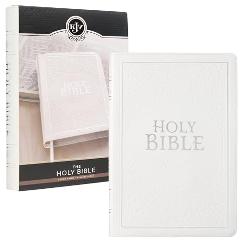 KJV Holy Bible, Thinline Large Print Faux Leather Red Letter Edition Thumb Index & Ribbon Marker, King James Version, White (KJV Large Print Thinline Bible)