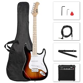 GLARRY Guitare électrique pleine grandeur pour mélomane débutant avec ampli 20 W et sac d’accessoires (Soleil) - Les Beatles, Paul McCartney, John Lennon, RIngo Starr, George Harrison