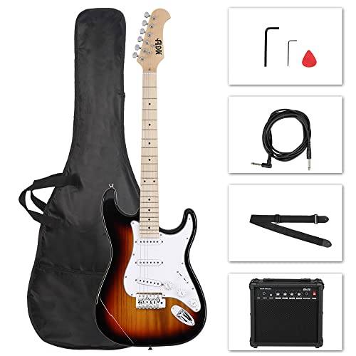 GLARRY Guitare électrique pleine grandeur pour mélomane débutant avec ampli 20 W et sac d’accessoires (Soleil) - Les Beatles, Paul McCartney, John Lennon, RIngo Starr, George Harrison GLARRY Guitare électrique pleine grandeur pour mélomane débutant avec ampli 20 W et sac d'accessoires (Soleil)