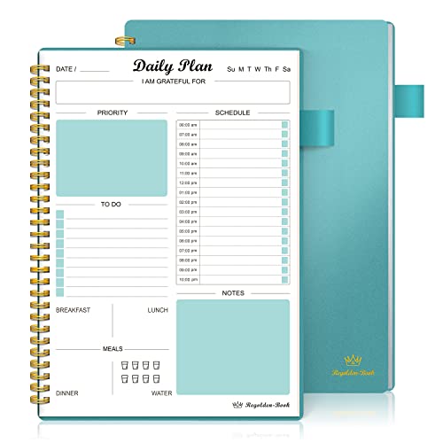 Daily Planner Notebook To Do List Diary Regolden-Book Daily Schedule To Do List Daily Planner Organizers Undated Daily Planner Daily Life Planner Daily Journal(7x10") (Teal, Daily Planner)