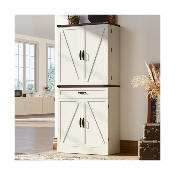   71-Tall-Kitchen-Pantry-Cabinet-with-3-Drawers-Farmhouse-Storage-Cabinet-with-6-Barn-Door-Shelveswith-Load-Bearing-Steel-Pipe-and-Adjustable-ShelvesPantry-Organizer-for-KitchenLiving-RoomWhite