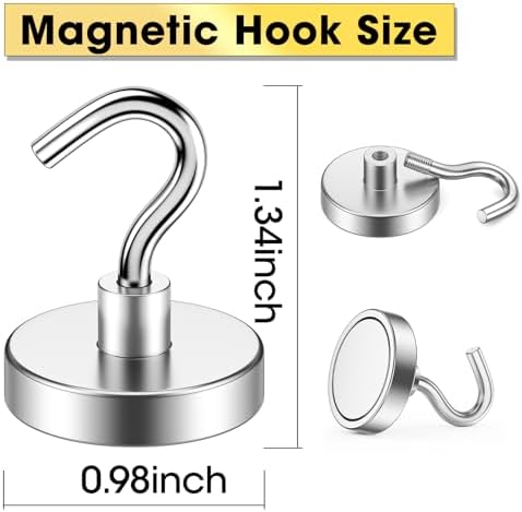 Heavy Duty Magnetic Hooks 80 Lbs Silver Pack of 10