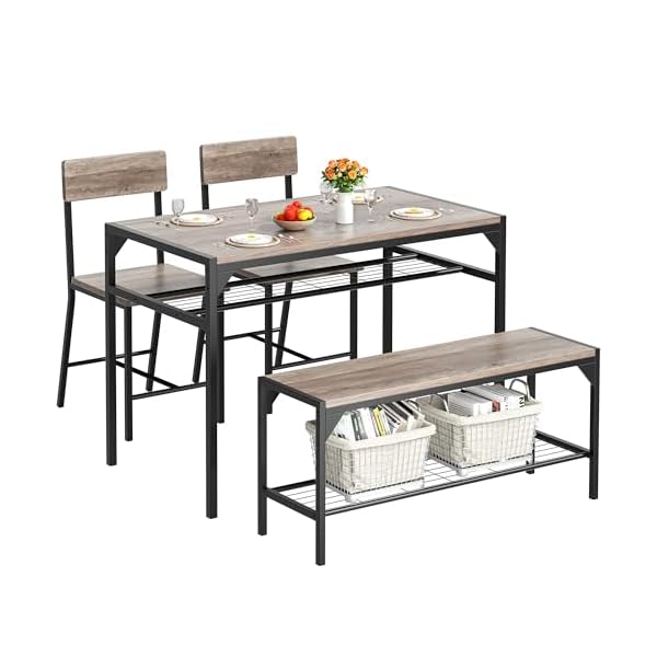   Shintenchi-Kitchen-Table-Chairs-Set-of-4-Dining-Table-Set-for-4-with-Bench-and-Chairs-4-Pieces-Kitchen-Table-Set-with-Storage-Rack-Metal-Frame-for-Small-Space-Gray