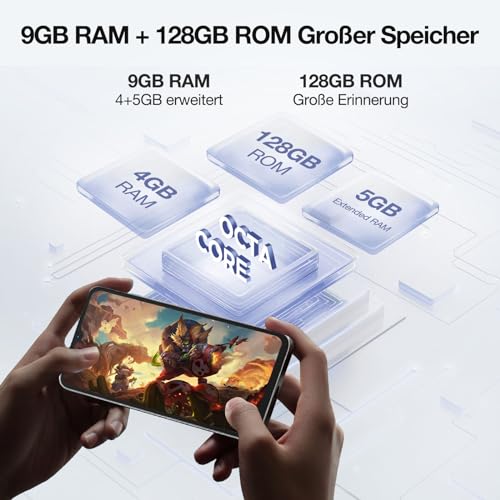 DOOGEE N55 (9GB+128GB) Handy Ohne Vertrag Android 14 Octa Core 6.56" HD+ IPS Display 90Hz Smartphone Ohne Vertrag 5150mAh Akku, 13MP + 8MP Kamera, Dual 4G LTE + 5G Wi Fi Handy Günstig, GPS, OTG, BT5.0 – Bild 4
