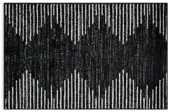 Rugshop Bohemian Stripe Stain Resistant Area Rug 27 x 4 Black