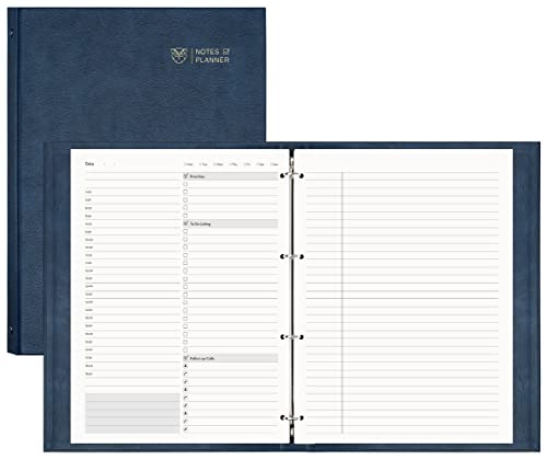 EMSHOI A4 Notebook Undated Daily Planner - 21.6 x 28 cm To Do List Notebook, 240 Refillable Pages, 100 GSM Thick Paper, Hardcover Leather Binder with Yearly Schedule, Habit Tracker - Blue