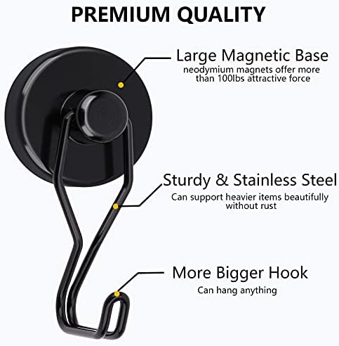 Tohoer 100LBS Neodymium Magnetic Hooks Heavy Duty