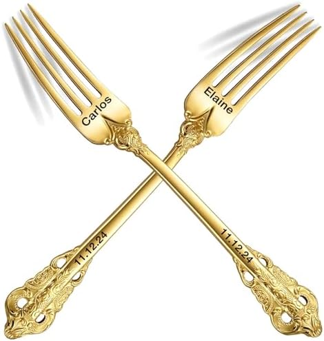 VECTWABY Personalized Baroque Silver Plated Fork with Name Engraving