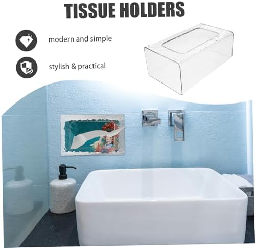 DECHOUS Transparent Tissue Box Holder for Home Office Kitchen Bathrooms