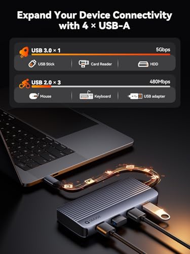 Docking Station USB C: 7in1 Dockingstation Laptop 2 Monitore mit 4K, USB C Hub mit 5Gbps USB 3.0 & 3*USB 2.0, 100W Power Delivery, Docking Station für Dell, Windows Laptops, MacBook – Bild 7