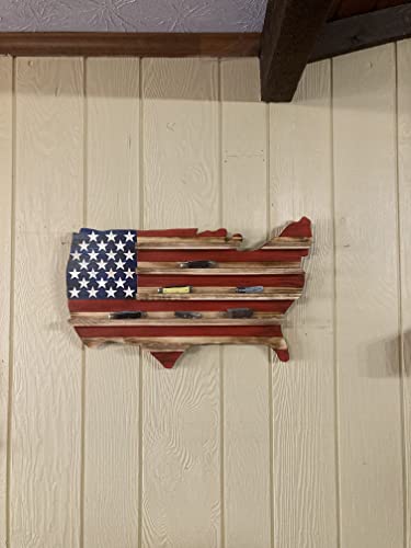 Rustic American Flag Knife Holder Display Case