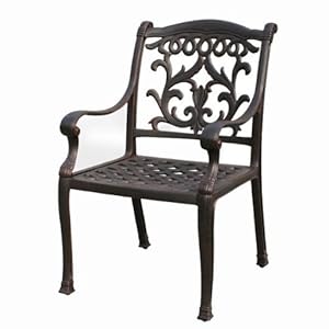 Mandalay Cast Aluminum Powder Coated 7pc Outdoor Patio Dining Set with 44×84 Rectangle Table Antique Bronze