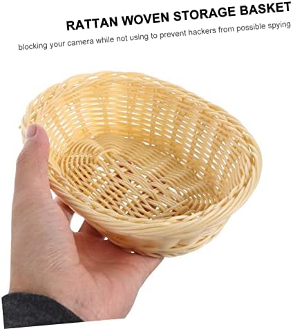 AOKWAWALIY 1pc Rattan Storage Basket with Lid 1