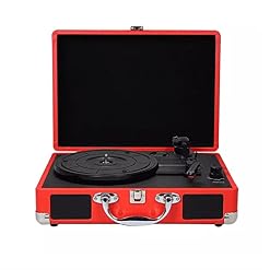 Tourne-Disque Vinyle Portable Vintage, Tourne-Disque Portable Bluetooth Vintage à 3 Vitesses avec Haut-parleurs intégrés, enregistreur Rouge - Les Beatles, Paul McCartney, John Lennon, RIngo Starr, George Harrison