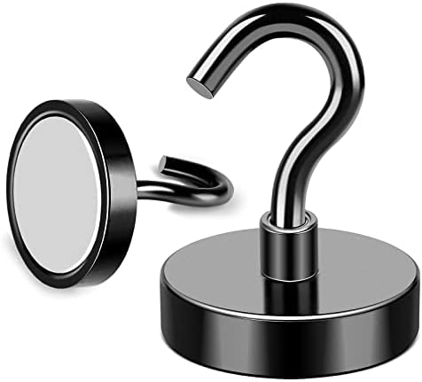 MIKEDE Heavy Duty Magnetic Hooks - 80Lbs Black with Hooks
