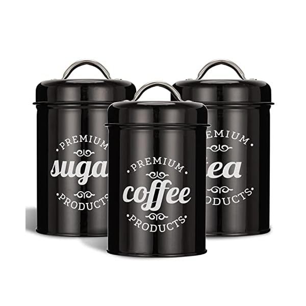   3-Piece-Food-Jars-Canisters-Sets-Airtight-Coffee-Container-Tea-Organizer-And-Sugar-Canister-Rustic-Farmhouse-Decor-for-Kitchen-Countertop-Black