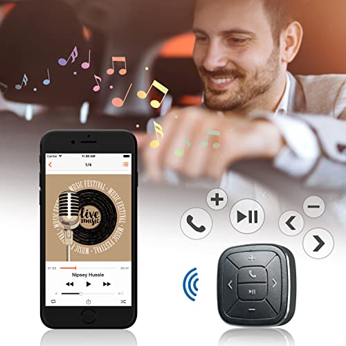 TUNAI Button- Bluetooth Fernbedienung Auto Media Button fürs Lenkrad zum Musiksteuern, Telefonieren, und mehr- kompatibel mit iPhone and Android Smartphones – Bild 3