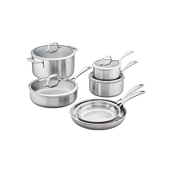 Zwilling spirit 3 ply 10 pc stainless steel pots and pans set dutch oven fry pansilver  urban country home decor