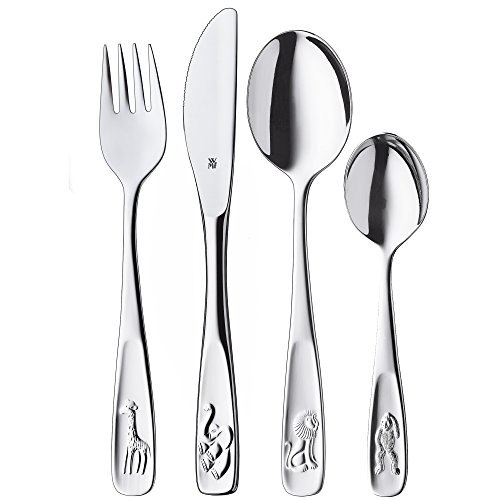 WMF animals Children's cutlery set set 4-piece, children's cutlery stainless steel, cutlery children from 3 years, cromargan polished, universal packaging
