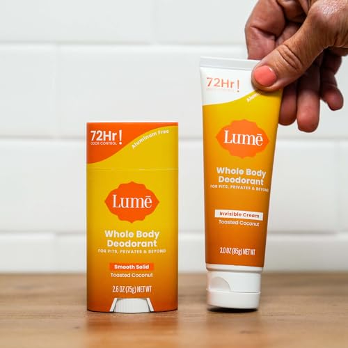 Lume Skin Care Gift Set for Women, Whole Body Deodorant Starter Pack -Smooth Solid Stick, Invisible Cream Tube, Acidified Body Wash Mini & Deodorant Wipes -Aluminum Free Odor Control (Toasted Coconut) - Image 5