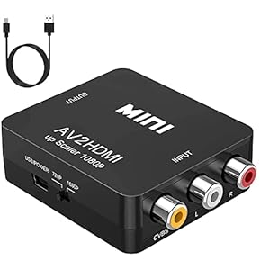 BD&M AV to HDMI Converter, RCA to HDMI, 1080P Mini RCA Composite CVBS Video Audio Converter Adapter Support PAL/NTSC for TV/PC/ PS3/ STB/Xbox VHS/VCR/Blue-Ray DVD Players – Black