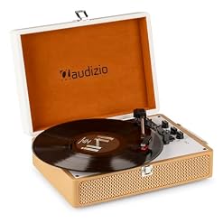 Audizio RP119 Platine Vinyle Bluetooth Rétro avec Haut-Parleurs – Cuir Blanc Crème, Bluetooth in & Out, 33/45 et 78 Tours, Platine Rétro Idéale pour Décorer et Écouter Vos Vinyles - Les Beatles, Paul McCartney, John Lennon, RIngo Starr, George Harrison