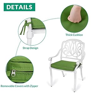   VIVIJASON-5-Piece-Patio-Furniture-Dining-Set-All-Weather-White-Cast-Aluminum-Outdoor-Conversation-Set-Include-4-Cushioned-Chairs-and-a-354-Round-Table-wUmbrella-Hole-for-Balcony-Lawn-Garden