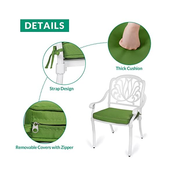   VIVIJASON-5-Piece-Patio-Furniture-Dining-Set-All-Weather-White-Cast-Aluminum-Outdoor-Conversation-Set-Include-4-Cushioned-Chairs-and-a-354-Round-Table-wUmbrella-Hole-for-Balcony-Lawn-Garden